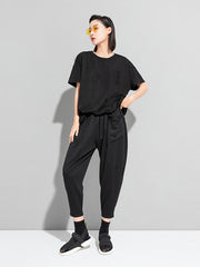 Loose Solid Round Neck Simple T-Shirt