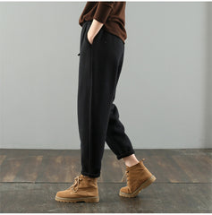 Knitted And Velvet Thickened Nine-Point Harem Pants