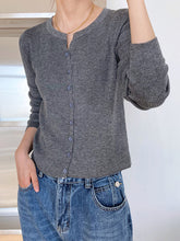 Women Solid Color V-Neck Thin Casual Knit Sweater