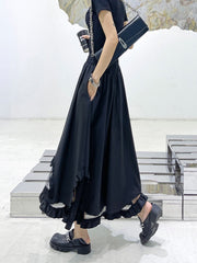 Street Style High-Waisted Solid Hollow Skirt