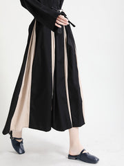 Women Color Matching High Waist A Line Skirt