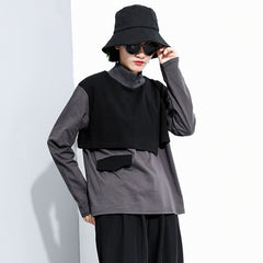 Women Solid Color Pullover Irregular Sweatshirt