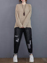 Women Simple Solid Color Knitted Sweater