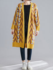 Women V-Neck Printed Long-Sleeved Loose Sweater