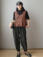 Vintage Casual Drawstring Striped Harem Pants