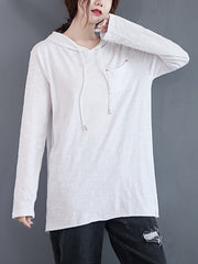 Women Literary Sleeveless Vest Hooded Sweater