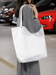 Vintage Ruffled Kraft Paper Canvas Shoulder Bag