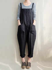 Loose Comfortable Pocket Button Jumpsuit