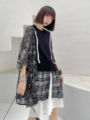 Stitching Waist Loose Slimming Long Sleeve T-Shirt