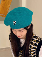 Retro Minimalist Alphabet Wool Beret