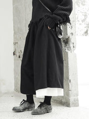 Simple Loose Black Split-joint Wide Leg Pants