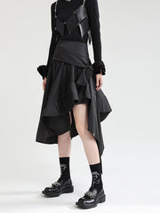 Original Design Irregular Solid Color Lace-Up Skirt