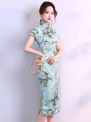 Fresh Flower Printed Cheongsam Dress
