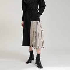 Retro Irregular Contrast Color Skirt