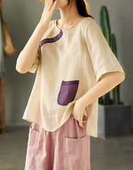 Retro Colored Round Neck Casual T-Shirt