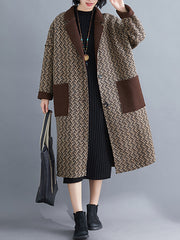 Mid-Length Lapel Single-Breasted Woolen Coat