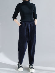Women Striped Loose Plus Velvet Padded Lantern Casual Pants