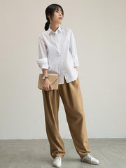 Casual Simple Cotton White Shirt