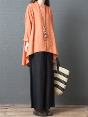 Solid Color Round Neck Loose Comfortable Casual Shirt