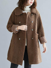 Imitation Lamb Wool Lapel Mid-Length Coat