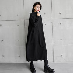 Irregular Stitching Solid Color Casual Loose Midi Dress