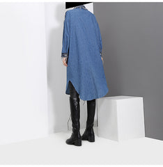 Women Loose Slim Striped Long Sleeve Dress