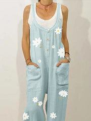 Floral Printed Loose Wide-Leg Jumpsuit