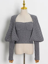 Chain Sling Vest Solid Color Knit Two Piece Set