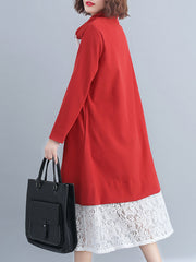 Loose Plus Size Lace Stitching Dress