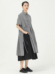 Loose Split-Side False-Two Cropped Midi Dress