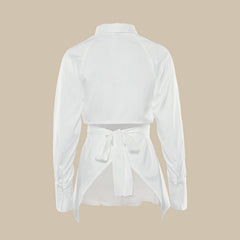 Women Waisted Leaky Back Hollow Tie Shirt