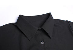 Women Personality Lapel Stitching Contrast Color Casual Dress