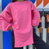 Asymmetrical Split Loose Sweatshirt With Holes
