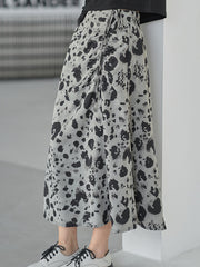 Printed High Waist Slim Drawstring Skirts