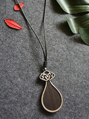 Drop Pendant Black Wood Necklace
