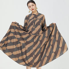 Long Sleeves Retro Plaid Maxi Dress