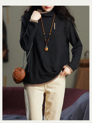 Pullover Solid High-Neck T-Shirt