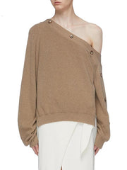 Asymmetric Solid Color Off-The-Shoulder Sweater