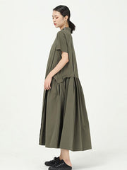 Loose Split-Joint Solid Cropped Long Dress