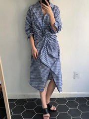 Fresh Plaid Cropped Midi Dresses