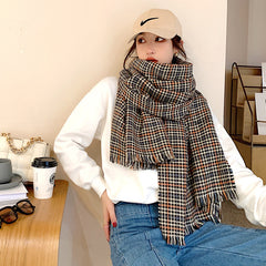 Double-Sided Imitated Cashmere Warm Plaid Scarf