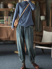 Lace Split-Joint Solid Long Sleeves T-Shirt