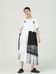 Irregular Printed Split-Joint Plus Size Maxi Dress