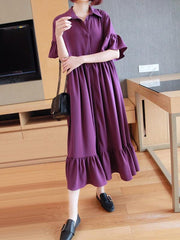 Loose A-Line Waist-High Graceful Long Purple Dress