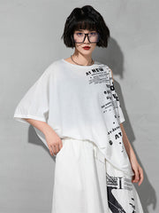 Short-Sleeved Round Neck Strapless T-Shirt