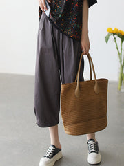 High Waist Solid Color Loose Slimming Casual Pants