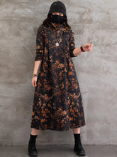 Vintage Floral Printed Casual Midi Dress