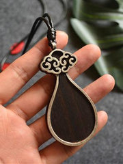 Drop Pendant Black Wood Necklace