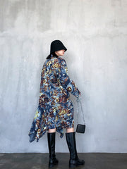 Tie-Dyed Ruffled  Cropped Midi Dress