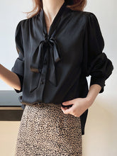 V-Neck Loose Gloss Solid Color Tie Shirt